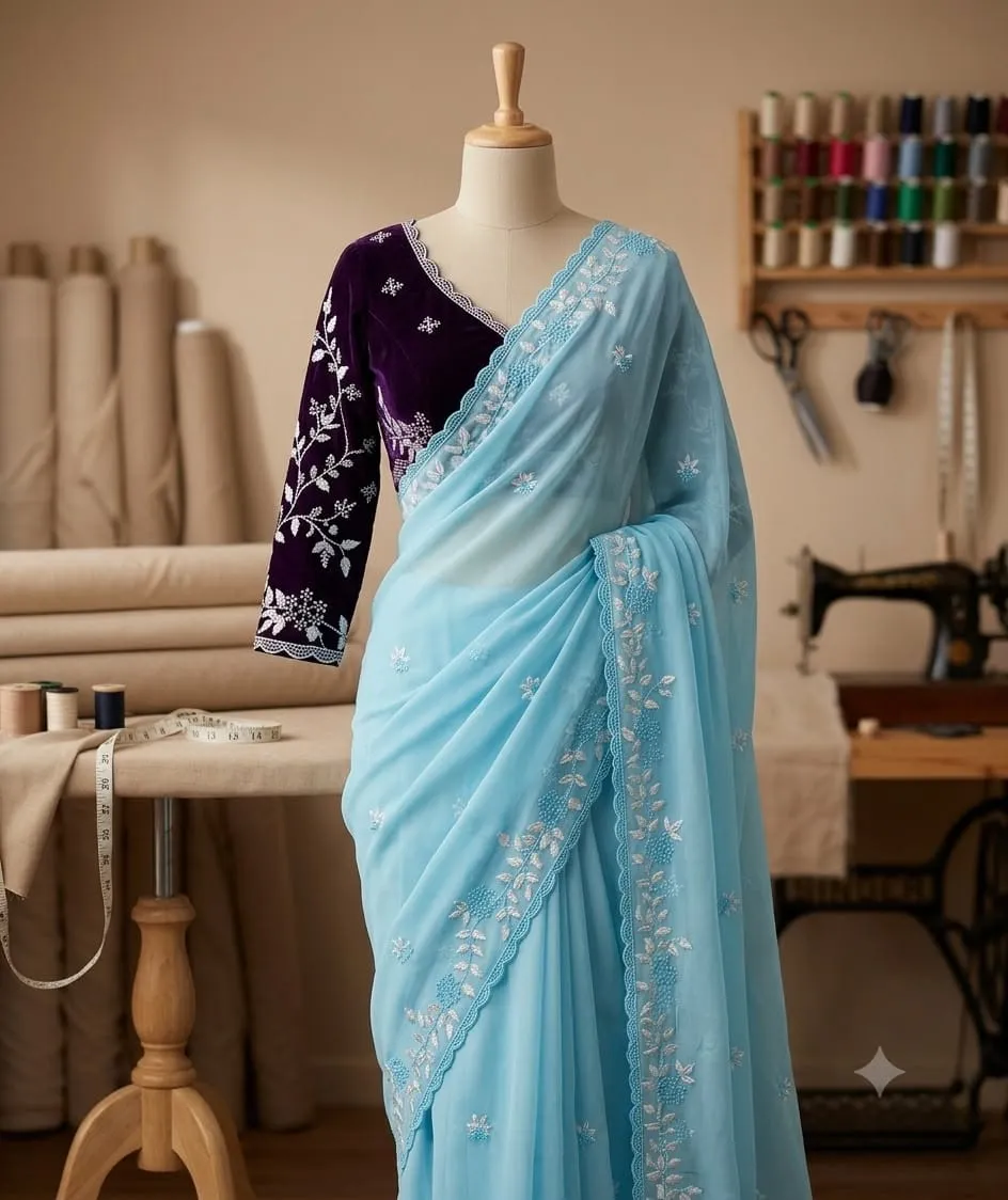 CLASSY PURE GEORGETTE SAREE — view 8