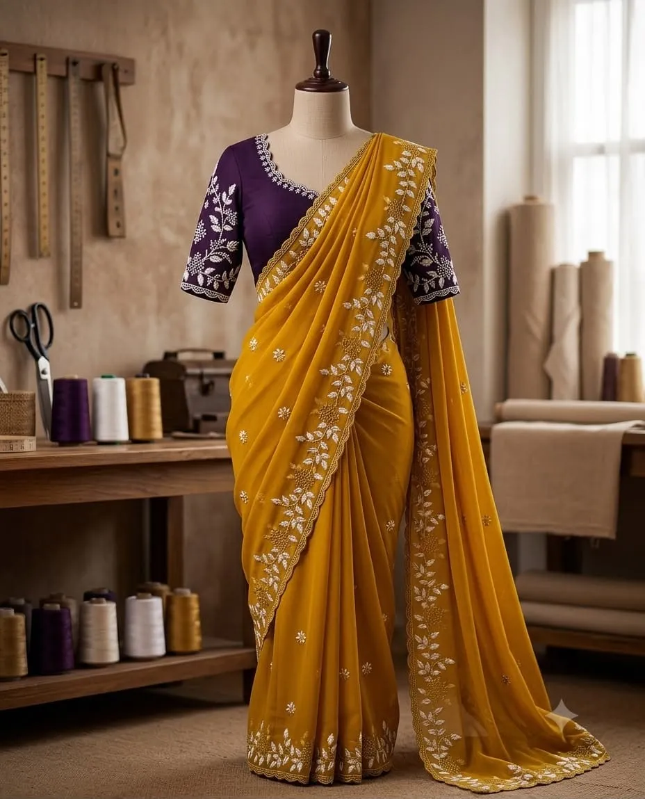 CLASSY PURE GEORGETTE SAREE — view 5